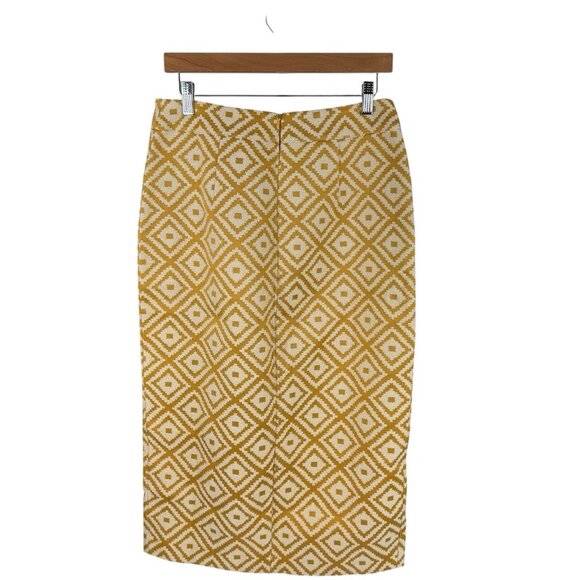 Tuckernuck NEW Marigold Tweed Margo Yellow Retro Diamond Midi Skirt Size M - Picture 7 of 12
